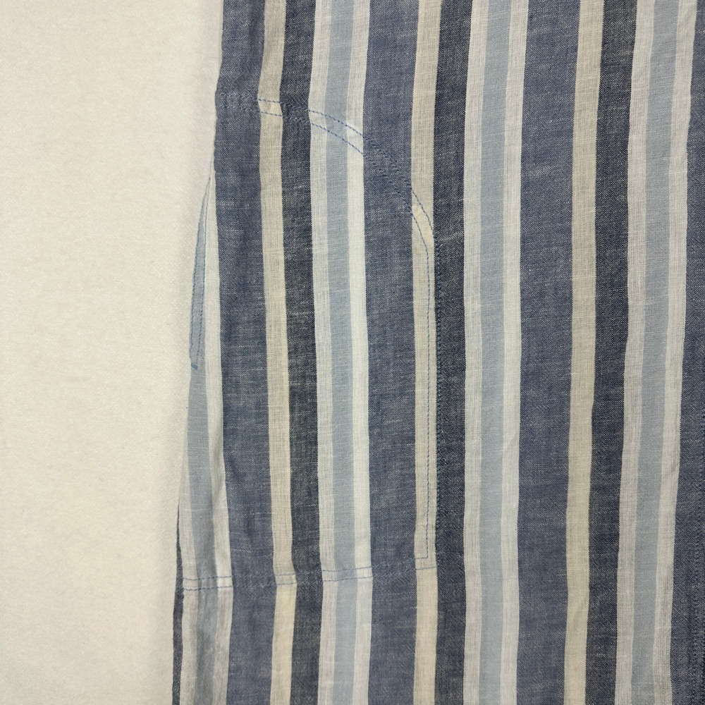 Beachlunchlounge Blue White Striped Sleeveless V-Neck Shift Dress Pockets Medium - Picture 3 of 7